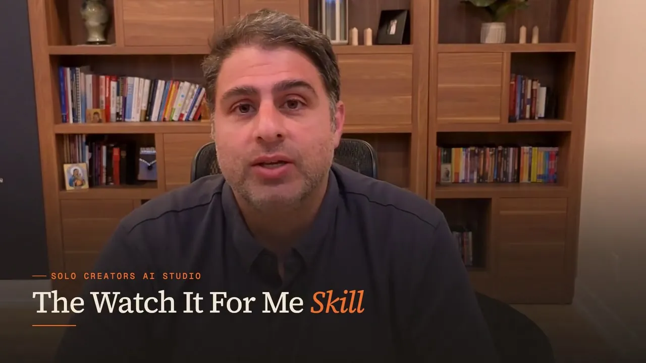 A talking-head lesson with the title "The Watch It For Me Skill" in the same look as the other lessons