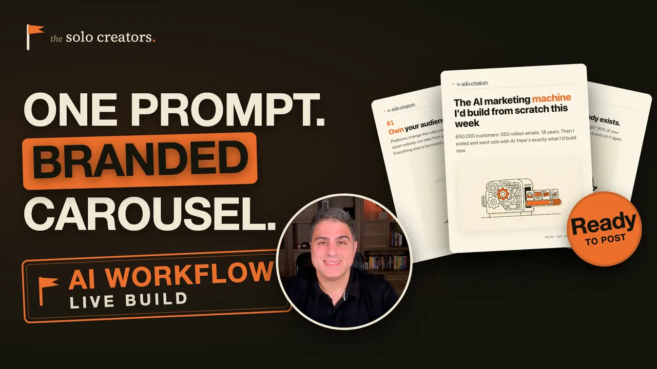 Video: one prompt to a fully branded Instagram carousel, a live build