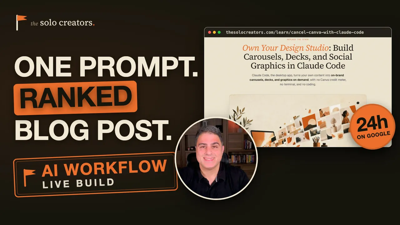Video: one prompt to a Google-ranked blog post, a live build