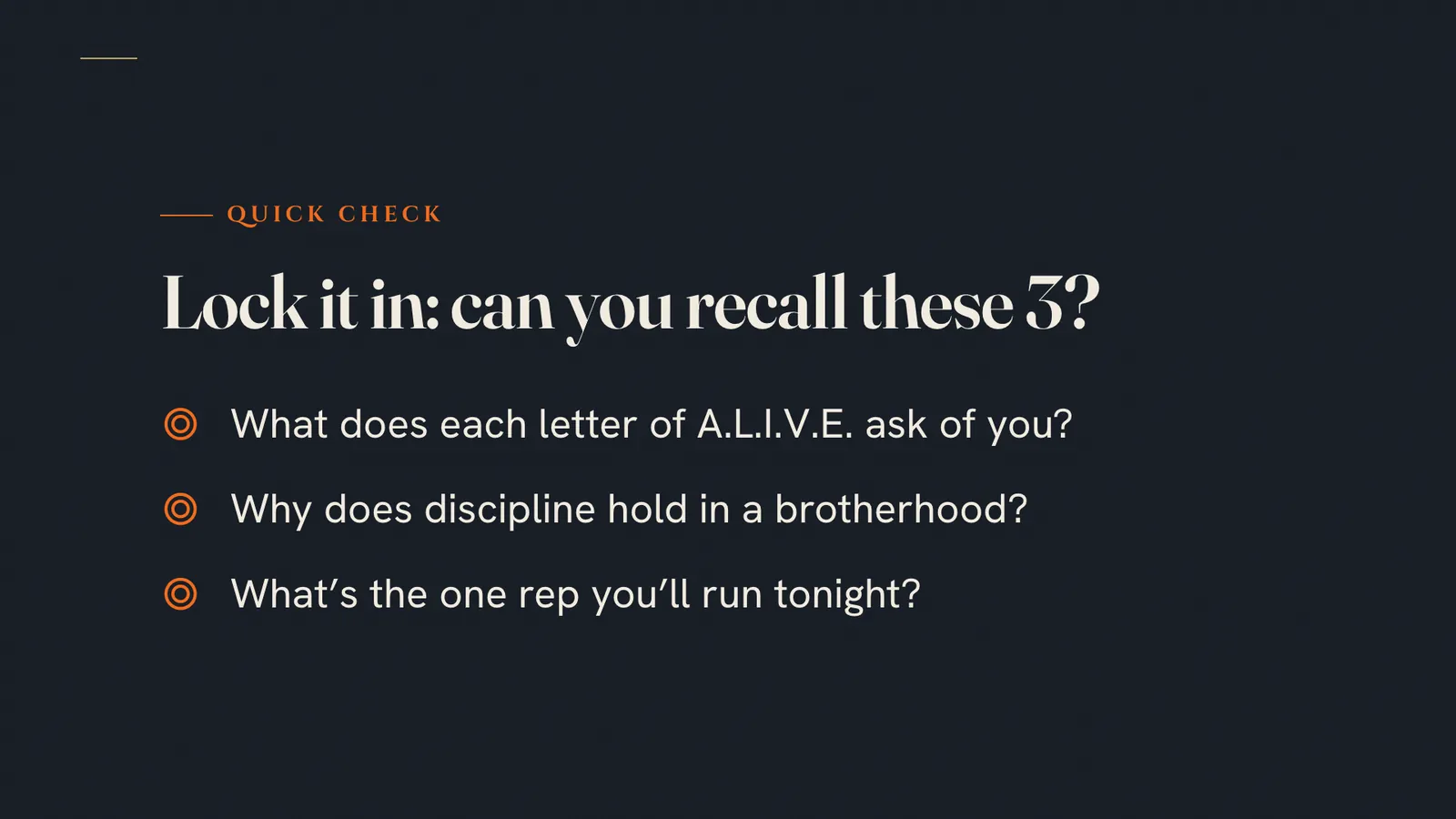 A recap: "Lock it in: can you recall these 3?"