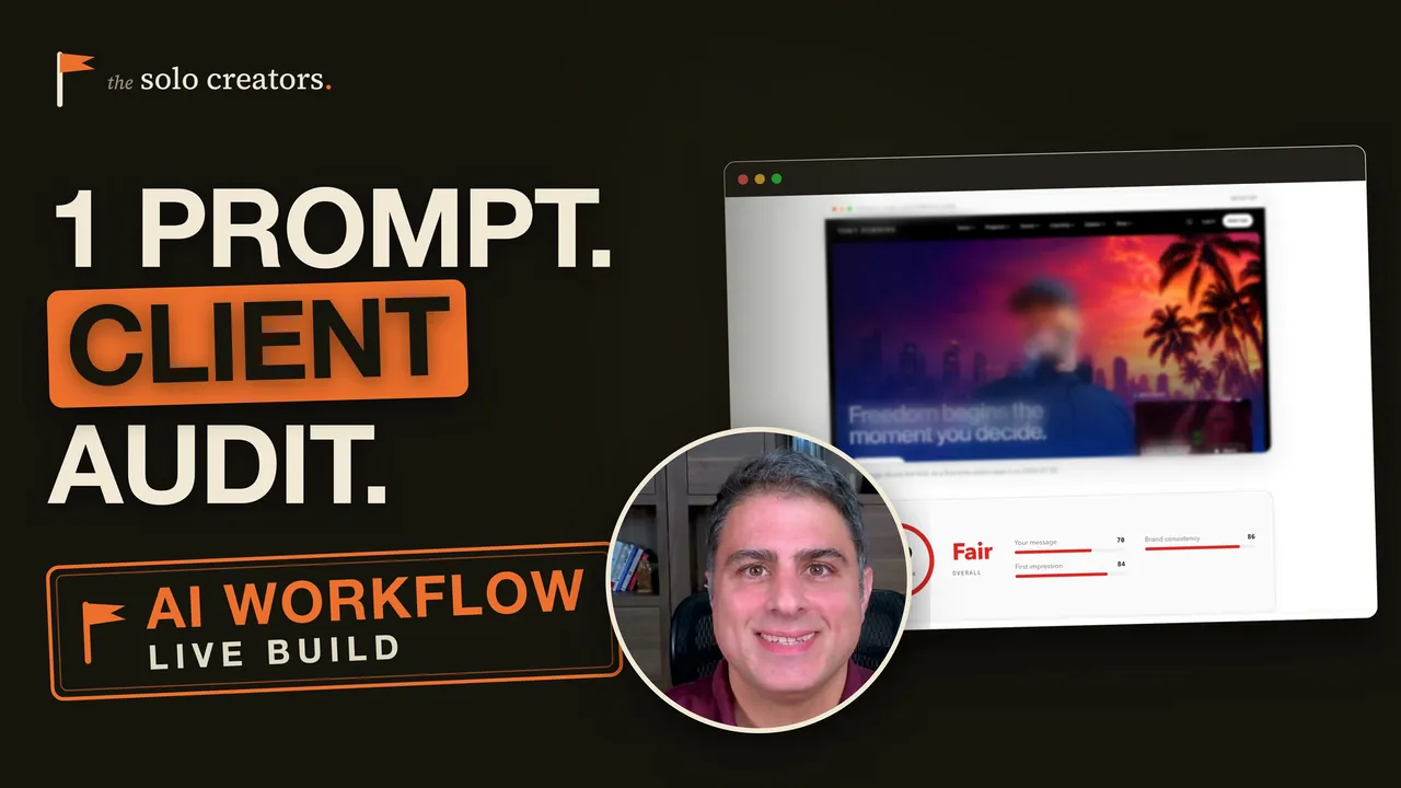 Video: audit any website in minutes and hand a client three reports, a live build